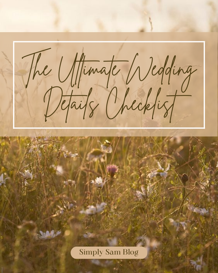 Field of wildflowers with the words "The Ultimate Wedding Details Checklist."