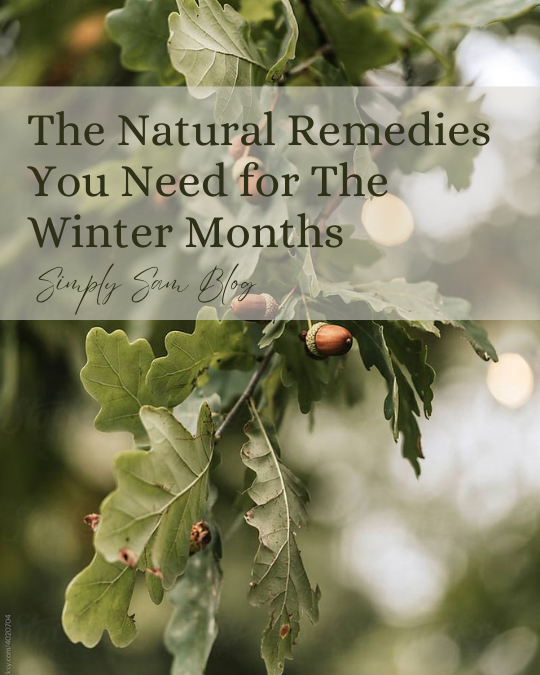 Oak tree limb with the words "the natural remedies you need for the winter months."
