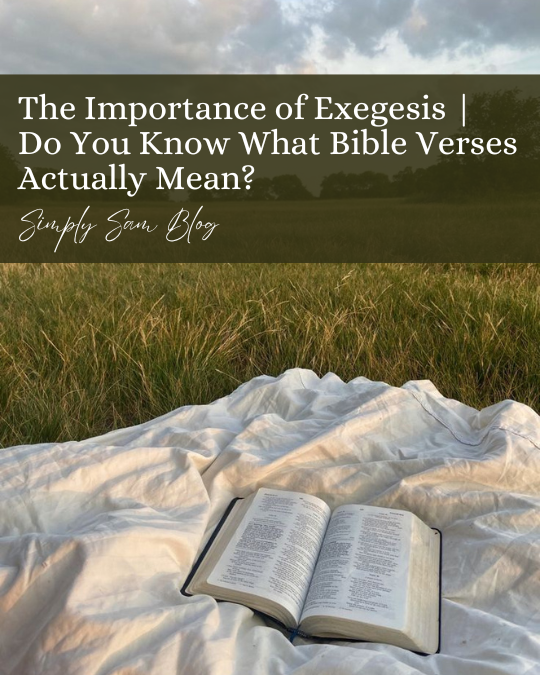 A picture of a Bible on a blanket in the grass with the words "The Importance of Exegesis | Do you know what Bible verses actually mean?